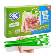 XupZip 2.27L Slider Freezer Bags with Airtight & Leakproof Smart Zip Seal ? Reusable Food Bag with Expandable Bottom ? Half Gallon Heavy-Duty Large