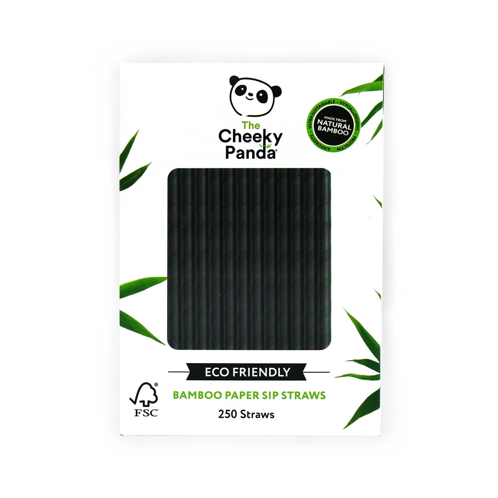 The Cheeky Panda Bamboo Paper Cocktail Straws | 250 Paper Cocktail Drinking Straws Black
