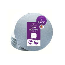 Culpitt Cake Board, Cake Drum, Silver Fern, 10 Inch (254mm) Round, 0.5 Inch (13mm) Thick, (Pack of 5 Boards)