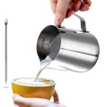 Dailyart Milk Jug, 350ml/12 fl.oz 304 Stainless Steel Milk Cup Milk Frothing Pitcher Milk Pitcher with Latte Decorating Art Penfor Making Latte Coffee
