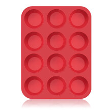 SUPER KITCHEN Large Muffin Tray 12 Cup Silicone Muffin Pan, Non-Stick Muffin Cupcake Tin, Baking Mould for Muffins or Cupcakes, Bakeware 33 x 25 x 3