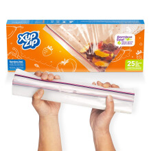 XupZip Large Freezer Bags with Airtight & Leakproof Bamboo Seal ? 11.37L Reusable Food Bag with Expandable Bottom ? 2.5 UK Gallon Multi-purpose