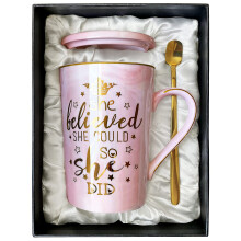 Doublewhale Gifts for Her, Graduation Gifts for Women, Congratulations Gift for Women, Friends, Sisters, She Believed She Could So She Did Mug, 14oz