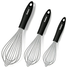 Anaeat Balloon Whisk Set of 3, Milk and Egg Beater Blender with Thick Stainless Steel Wire ? Strong Handles, Heat Resistant Kitchen Whisks for