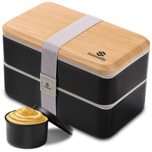 Sinnsally 1400ML Bento Box Lunch Boxes, Stackable Bento Lunch Box for Adults,Leak-Proof Lunch Container with Compartments,Japanese Style Lunchbox with