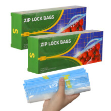 50 Pcs Food Storage Freezer Bags, Reusable Zip Lock Bags(1L) Sandwich Bags Food Bags with Expandable Bottom, Zip Seal Freezer Bags for Fruits,