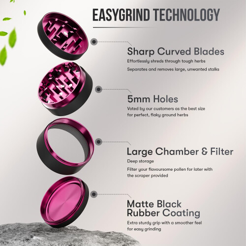 Blazed Large Aluminium Herb Grinder (Pink) 2