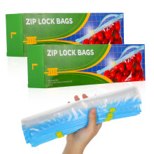 50 Pcs Food Storage Freezer Bags, Reusable Zip Lock Bags (4.55L) Large Ziplock Bag Heavy Duty Food Bags with Expandable Bottom, Zip Seal Freezer Bag