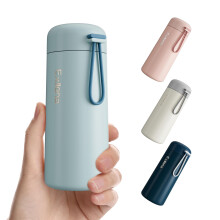 Exllena Small Flask 250ml Water Bottle Made of 304 Stainless Steel, Double Wall Vacuum Insulation for Hot&Cold Drinks, Mini Flask with Carry Handle -