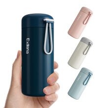 Exllena 300ml Small Water Bottle Made of 304 Stainless Steel, Small Flask with Carry Handle Double Wall Vacuum Insulation for Hot&Cold Drinks for