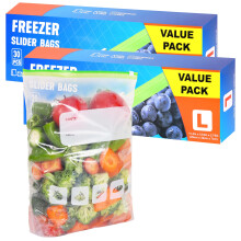 Freezer Bags Ziplock 60pcs, 4.55L Large Food Storage Bags BPA Free Sandwich Bag Reusable Zip Seal Plastic Bag with Expandable Bottom for Food, Meat,