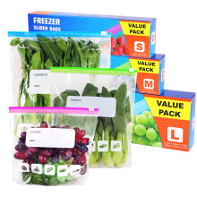 60 Pack Reusable Ziplock Freezer Bags, Food Storage Bags 3 Sizes (6L, 2.45L, 1.55L) with Expandable Bottom zip lock bags for Sandwich,Fruits, Meats,