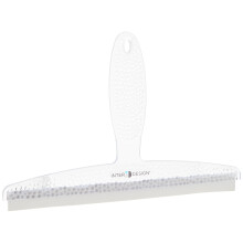 iDesign Shower Squeegee with Strong Suction Cup, Small Plastic Window Squeegee for Shower and Cleaning, Practical Shower Screen Wiper with Wide Rubber