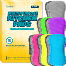 Multi-Purpose Kitchen Pads by Smith?s? | Multicoloured | 6 Pack | Washing Up Dishes & Multi-Surface Scrub Sponges | Kitchen & Home | Non-Scratch |