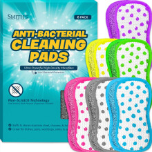 Anti-Bacterial Cleaning Pads by Smith?s? | 6 Pack | Dual-Sided Dish & Multi-Surface Cloth | For Home, Kitchen, Bathroom | Reusable | Non-Scratch |