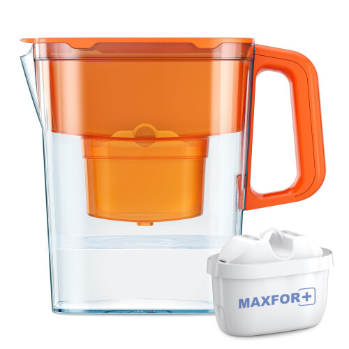 Aquaphor AQUAPHOR Water Filter Jug Compact with 1 X Maxfor+ Filter - 2.4L Capacity - Orange 1