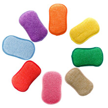 Antibacterial Microfiber Dual Action scrubbing Sponge, Pack of 5 AUERVO Kitchen Washing Up Cleaner Pads Scrubs Sponges Wash Pad Cloth non-stick pans
