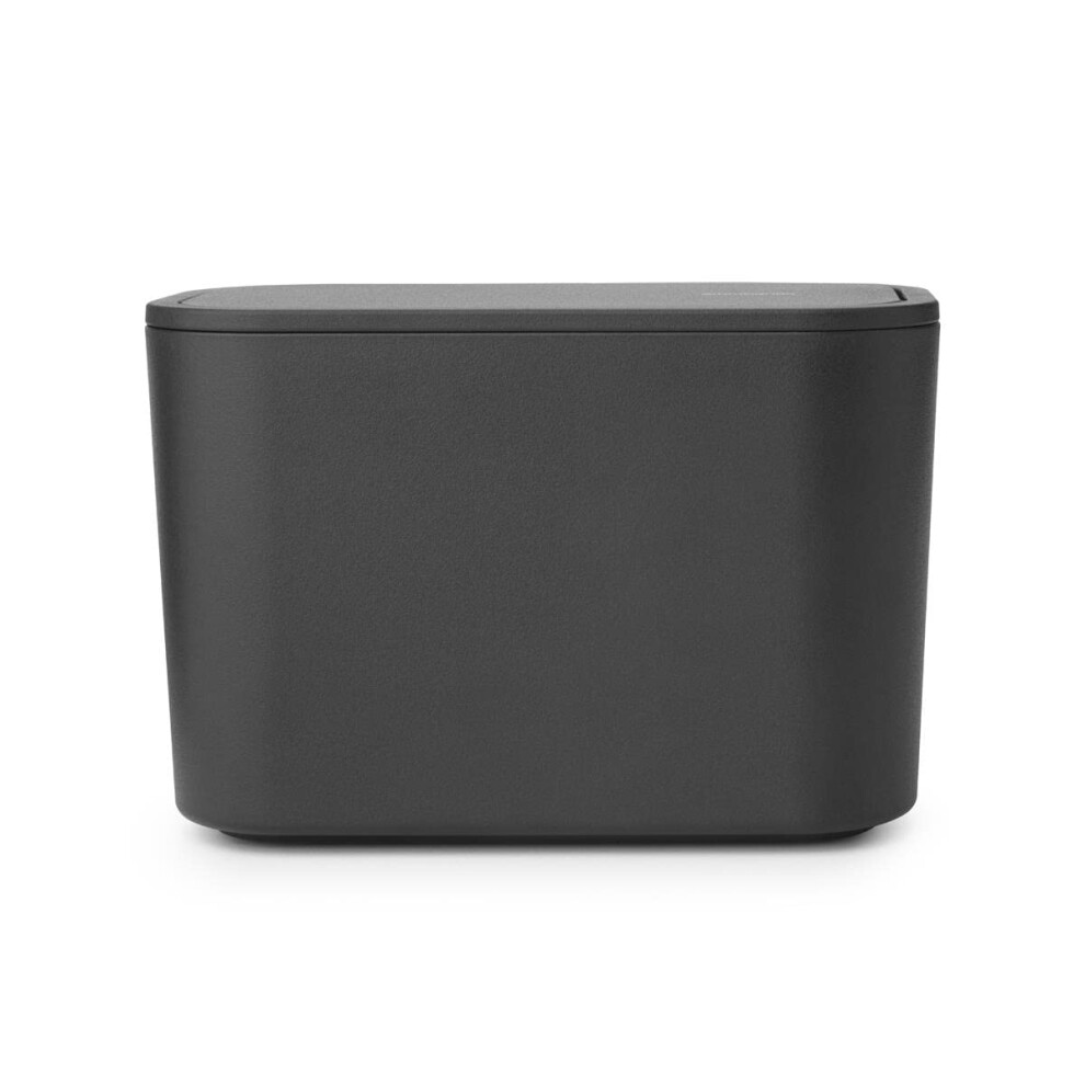 Brabantia - Mindset Bathroom Waste Caddy - Ideal For Small Waste - Removable Swing Lid - Easy To Clean - Non Scratching - Corrosion Resistant - Dark