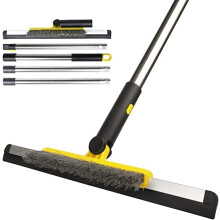 Floor Squeegee Scrubber, Squeegee Broom with 54? Adjustable Handle, Water Squeegee with Grout Brush,Shower Floor Scrubber for Garage Courtyard,Glass,