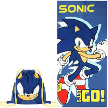 Sonic The Hedgehog Fold Away Beach Towel Bag For Boys & Girls Kids Bathtowel Childrens Swimming Towel