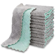 AIDEA Dish Cloths 12 Pack, Absorbent Coral Fleece Kitchen Cloth Cleaning Cloths,Premium Microfibre Cleaning Cloths,16X27CM
