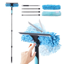 CLEANHOME Window Cleaning Equipment,2-in-1 Squeegee & Cleaning Cloths for high windows, ceilings, car windows cleaning, Segmented Threaded Irons -