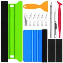 Annickee 9 PCS Vinyl Wrap Tools, Wallpaper Tools Kit with Plastic Felt Squeegee and Trimmer, Wallpaper Smoother, Vinyl Wrap Kit for Car, Orange Window
