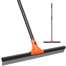 Floor Squeegee Heavy Duty, 60CM Large Floor Squeegee Broom with 150CM Long Handle, Floor Scraper Rubber Broom for Garage, Tile, Deck,