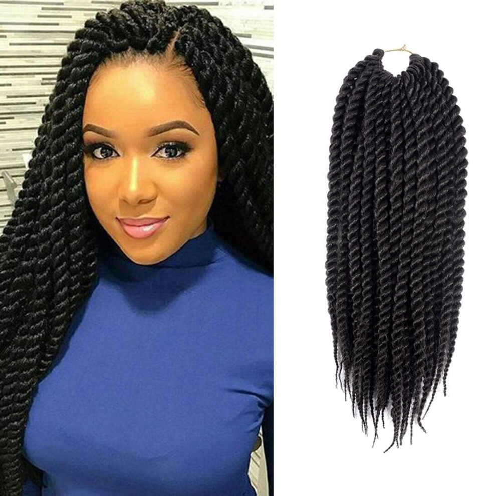 Daktou Unisex Havana Twist Crochet Braiding Hair Extensions, 2X Senegalese Twist Hair, Extensions Crochet Braids Mambo, Synthetic Braid For Women,1B(18 Inch,