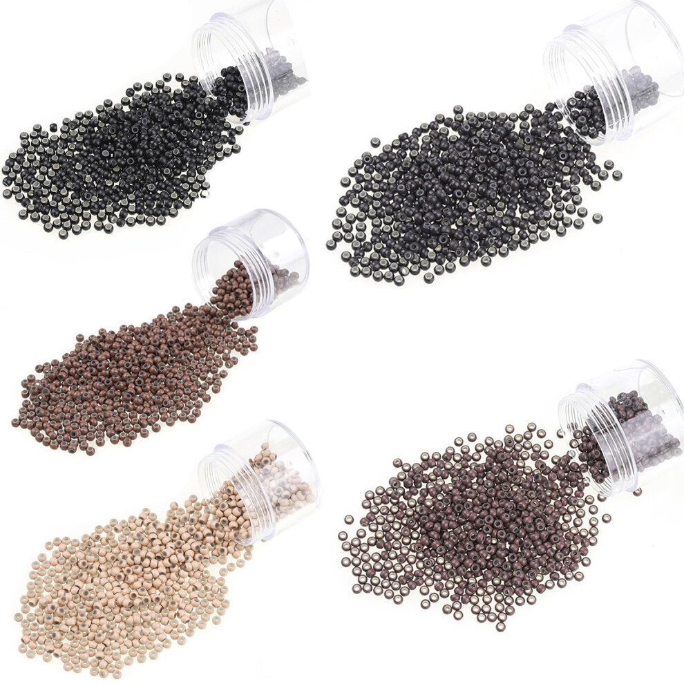 Kullke Unisex Brown 200Pcs Nano Rings Silicone Lined 3Mm Hair Extension Beads Micro Beads Nano Rings (200Pcs, #3 Dark )