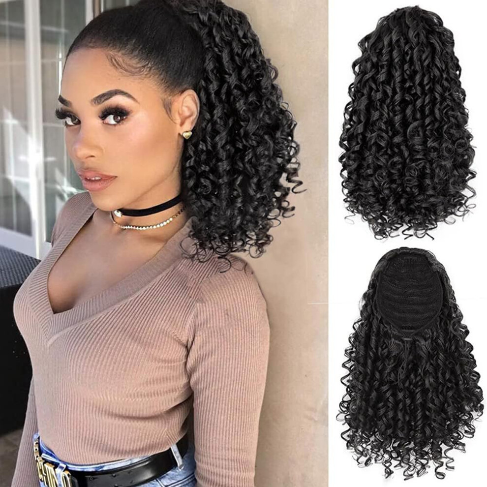 Rpaeoy Curly Ponytail Extension Wrap Around Corn Wave Ponytail Hair Wigs Pieces Diy Natural Human Synthetic Clip On Hairpiece Extension For Women