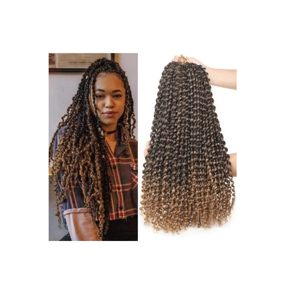 Sevallure Ltd Unisex Sevallure Pre-Twisted Passion Twist Crochet Hair Ombre Color Hair For Passion Twist Braiding Curly Ends Hair Extensions (24 Inches, T27# (Pack Of 2))