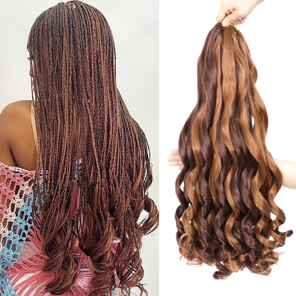 Falemei Unisex French Curl Braiding Hair 24 Inch 8 Packs Curly Braiding Hair Pre Stretched French Curls Braiding Extension Curl Crochet Braids Spiral Extensions