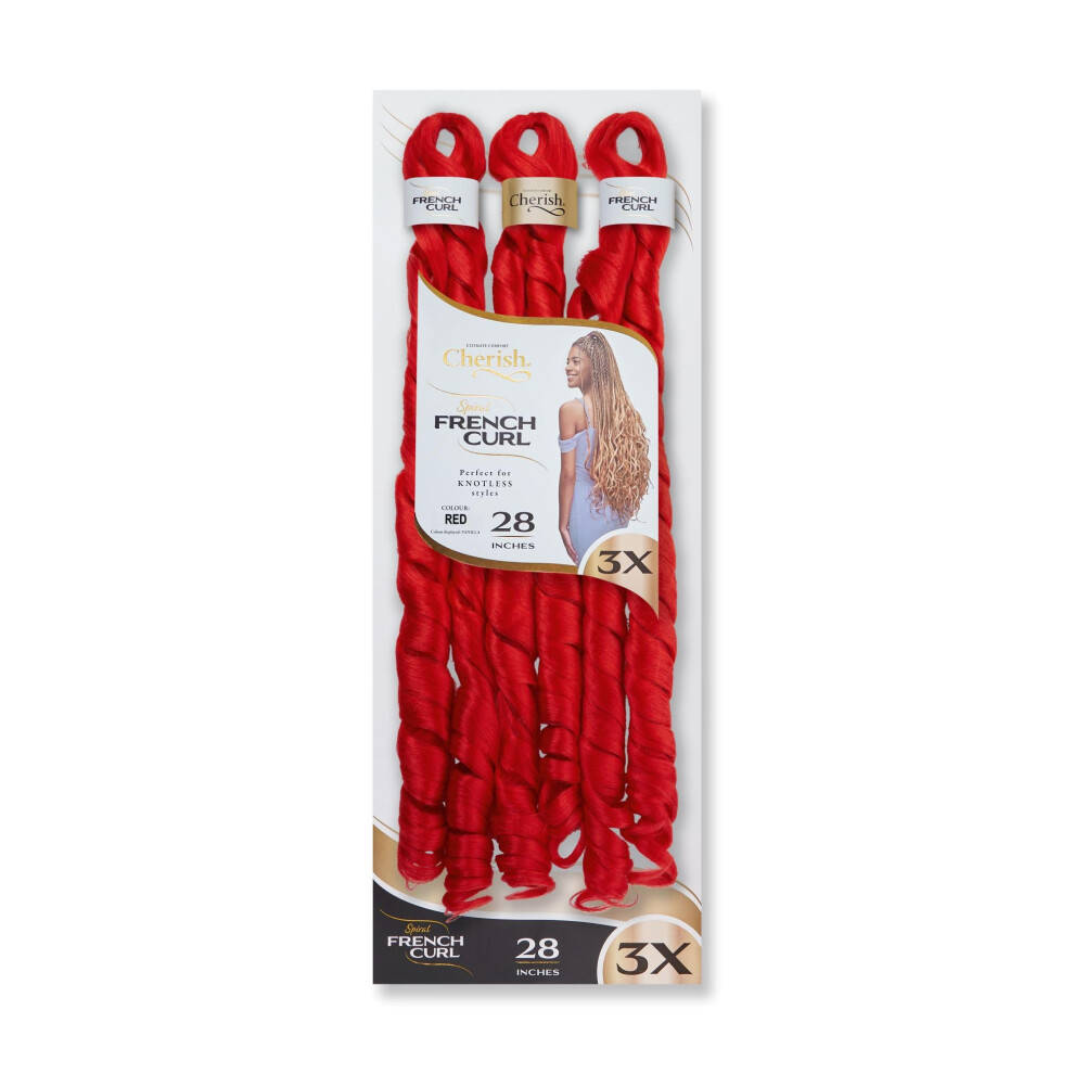 Cherish Unisex Red Synthetic Curly Bouncy Hair Extension Braid - 3 X Spiral French Curl 28 (Color )