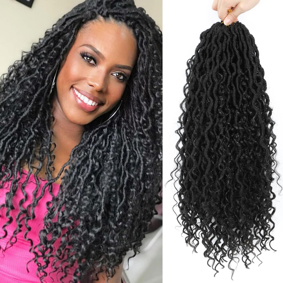Ziyangbaba Unisex Goddess Locs River Goddess Locs Crochet Hair With Curly Ends (1B#, 12Inch (Pack Of 6))