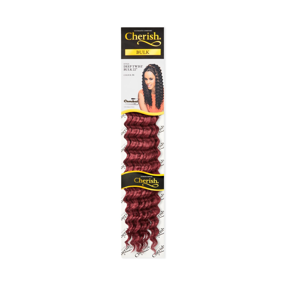 Cherish Unisex Red Cherish/Deep Twist Bulk 22'' / Crochet Hair Braids/Colour - Color Bg (Burgundy)