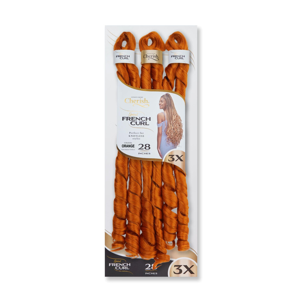 Cherish Unisex Orange Synthetic Curly Bouncy Hair Extension Braid - 3 X Spiral French Curl 28 (Color )