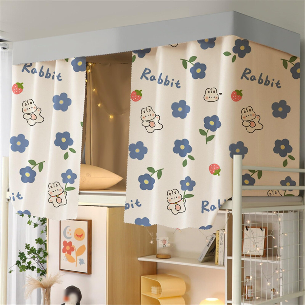 Bunk Bed Curtains Blackout Privacy Protection For Bottom Loft Bed Easy Install 1.35M Flower Light
