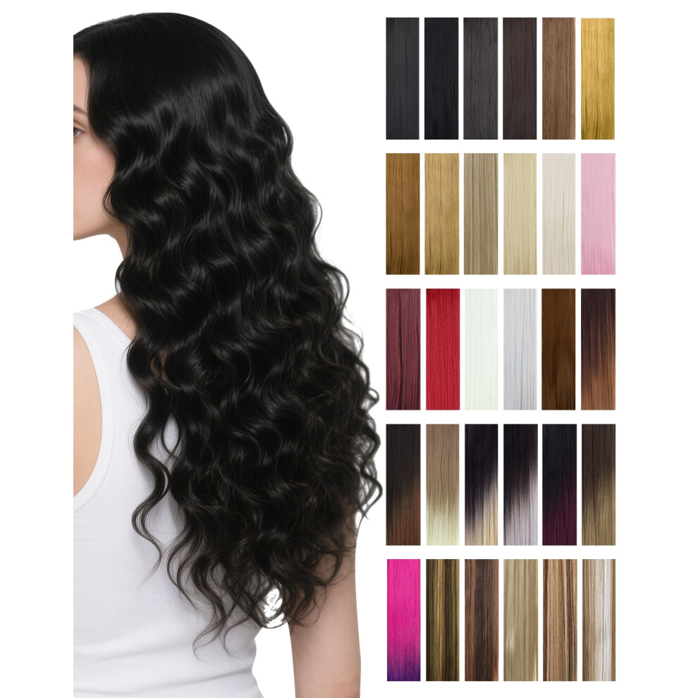 Super Deerlet Unisex 7Pcs 16 Clips Double Weft Clip In Full Head Hair Extensions Clip On Silky Synthetic Hair Wavy Curly Hairpieces
