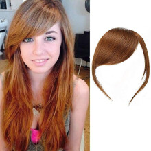 Thick Side Bangs Real Human Hair Bangs Clip In Side Bangs Straight Fringe Hair Extensions(Light Brown Color,With Temples)