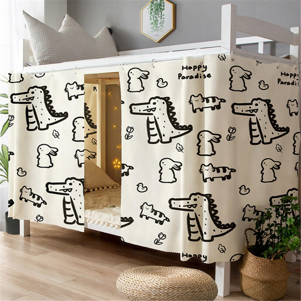 Bunk Bed Privacy Curtain Set for Bottom Bunk, Breathable Blackout Fabric, Easy Install, Crocodile Print