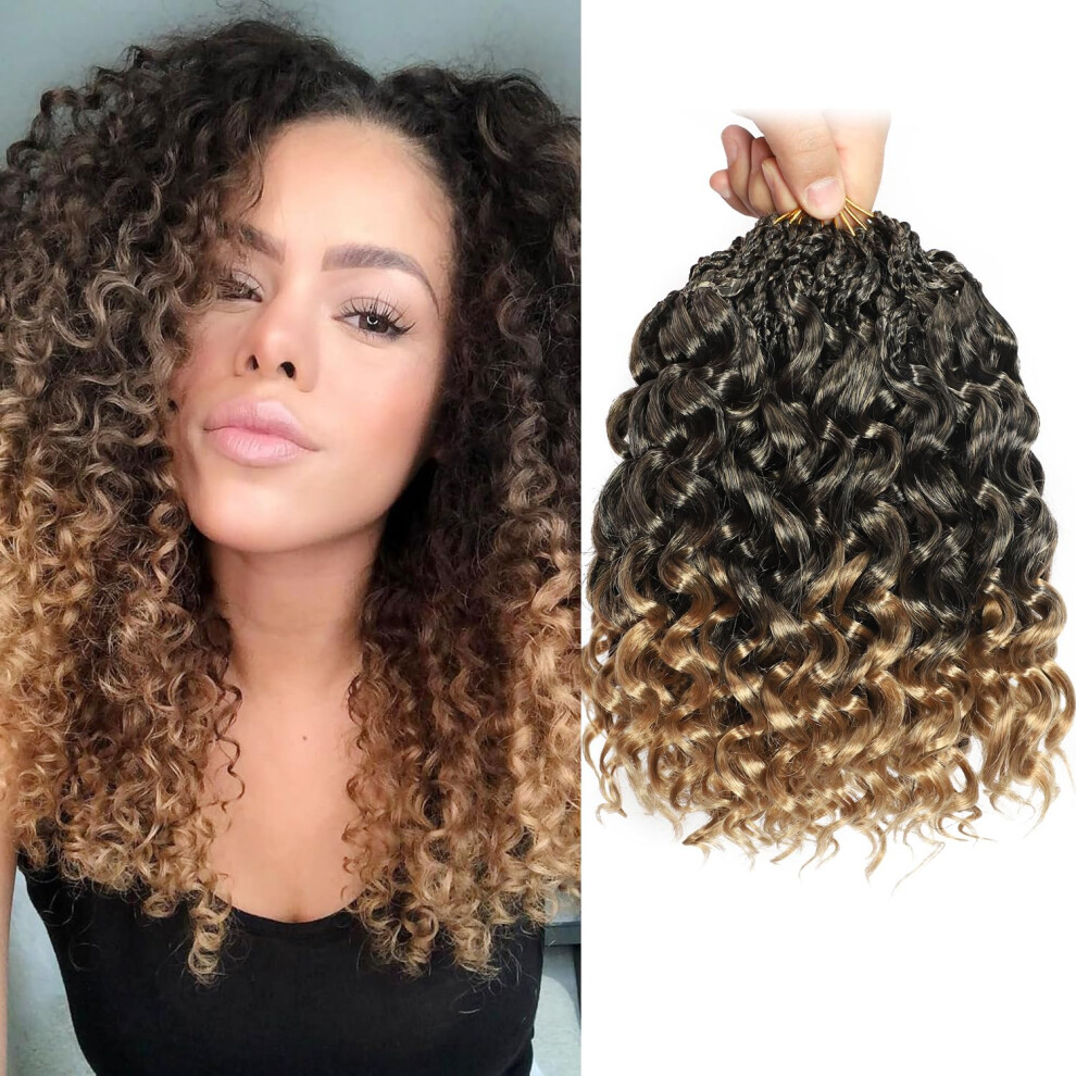 Bluonasi Unisex Black Gogo Curl Crochet Hair 10 Inch 9 Packs Ocean Wave Curly Crochet Hair For Women Pre-Looped Deep Wave Water Curly Braiding Extensions (T27#, 10