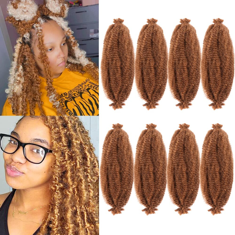 Seimainurs Unisex Springy Afro Twist Hair Pre-Separated Spring Twist For Faux Locs Marley Crochet Braiding Hair Extensions (M27#, 16 Inch (Pack Of 8))
