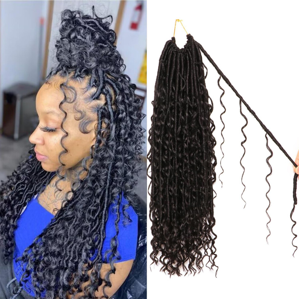 Abieliu Unisex Faux Locs Crochet Hair Crochet Braids Extensions Butterfly Locs Hair Extensions For Braiding?#1B)