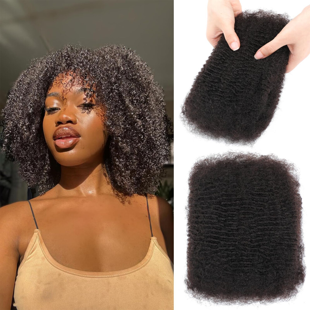 Alaleibaby Unisex Black Afro Kinkys Bulk Human Hair For Dreadlock Extensions Repair Locs 18 Inch Natural Color, Twist Braiding Afro Kinky Human Hair For Locs 50G/Pack