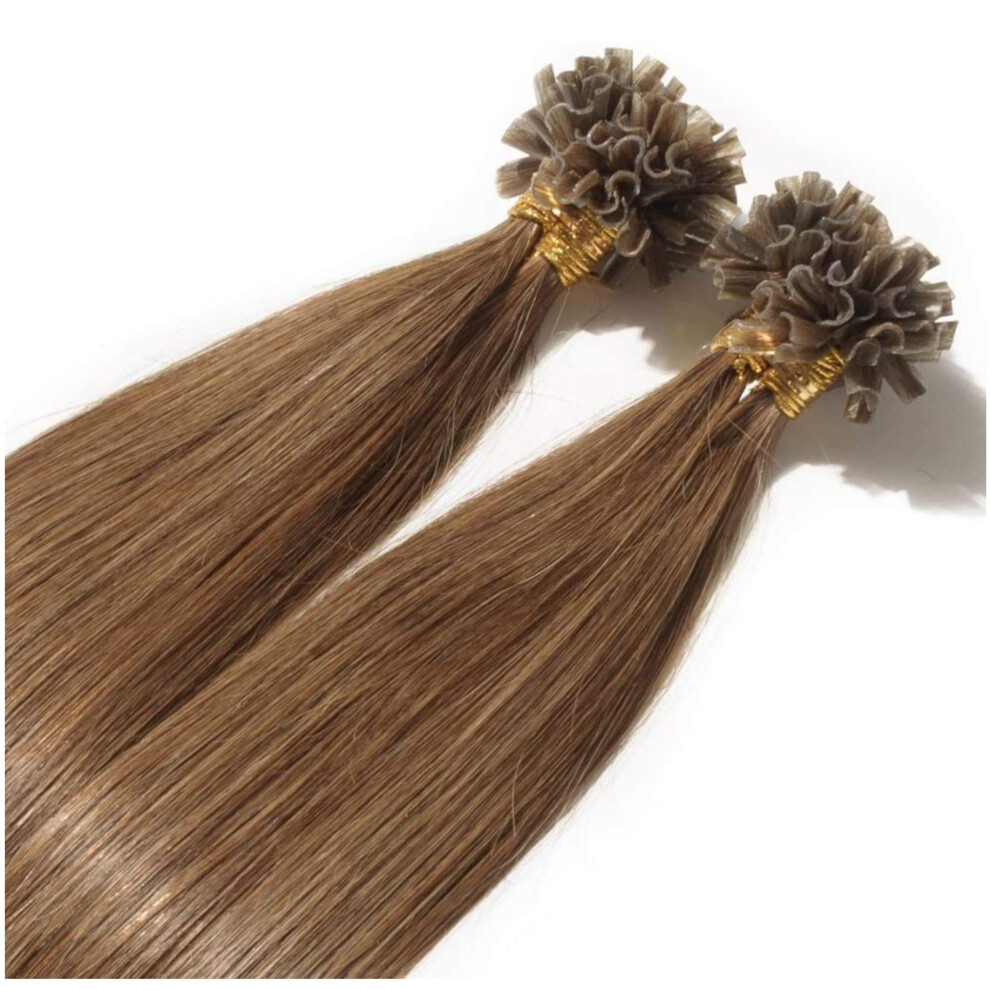 Rapunzels Unisex Brown 20" Pre Bonded 0.5 Gram U/Nail Tip Remy Human Hair Extensions - Choose Your Colour (8 Light Golden )