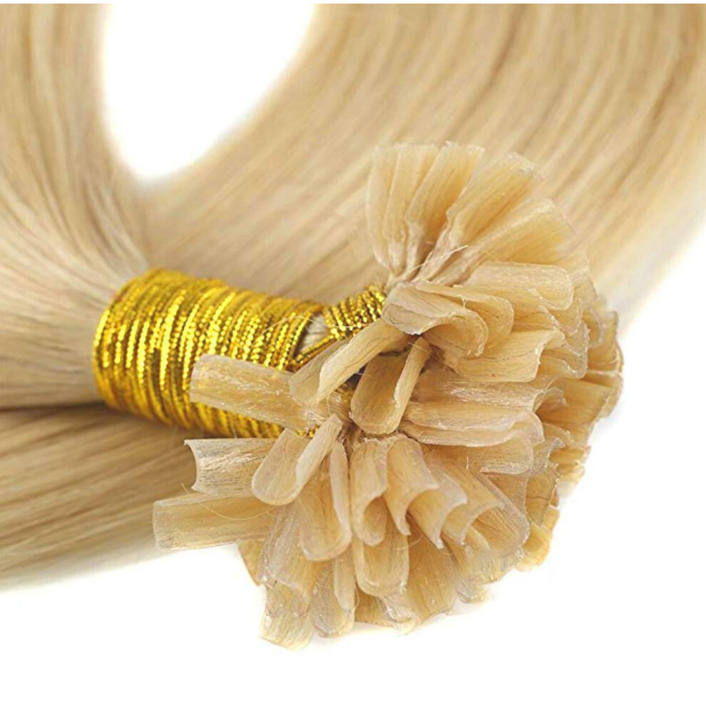 Rapunzels Unisex Gold 18" Pre Bonded 0.5 Gram U/Nail Tip Remy Human Hair Extensions - Choose Your Colour (24 Medium Blonde)
