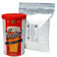 Coopers Real Ale - 40 Pint Homebrew Beer Ingredient Kit Including 1Kg Vinclasse Brewing Sugar