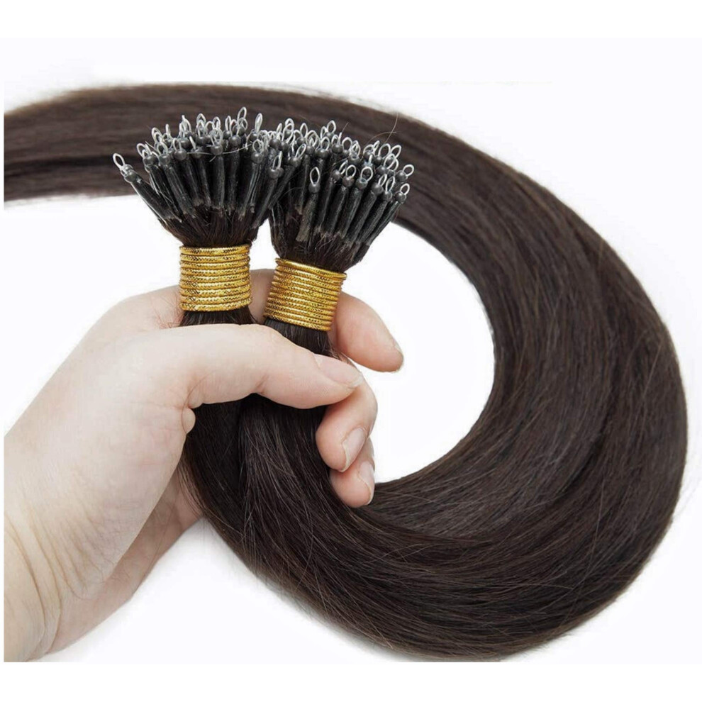 Rapunzels Unisex Brown Nano Tip Remy Hair Extensions Use With Nano Rings 1Gram 20" (2 Dark 50 Bond)