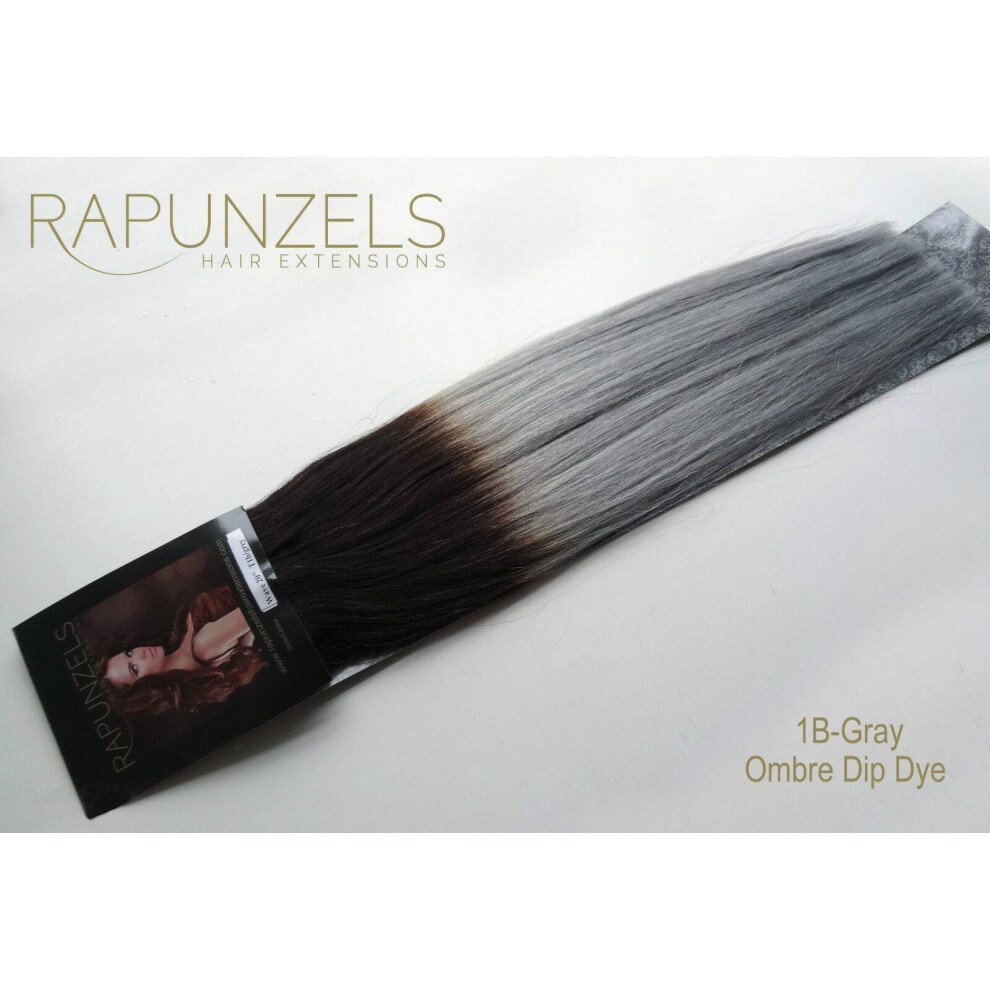 Rapunzels Unisex Black,Silver,Grey Remy Diy Clip In Weave Weft Natural Black To Silver Grey Ombre Hair Extensions (6Ft 110 Grams)